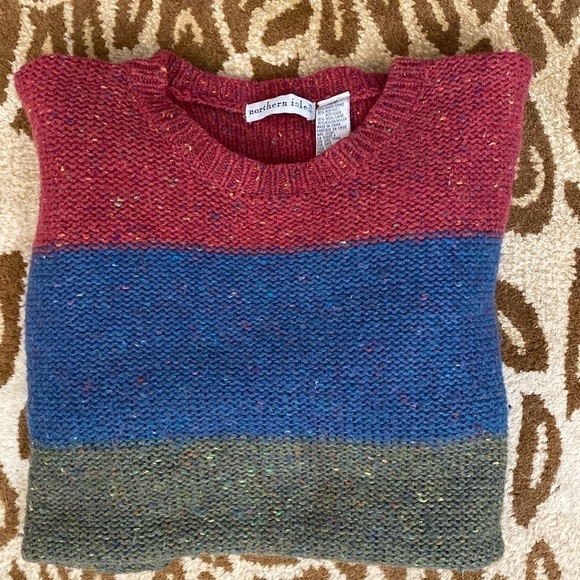 Northern Isles Wool blend chunky knit color block Sweater Womens XL warm Winter - Picture 2 of 8